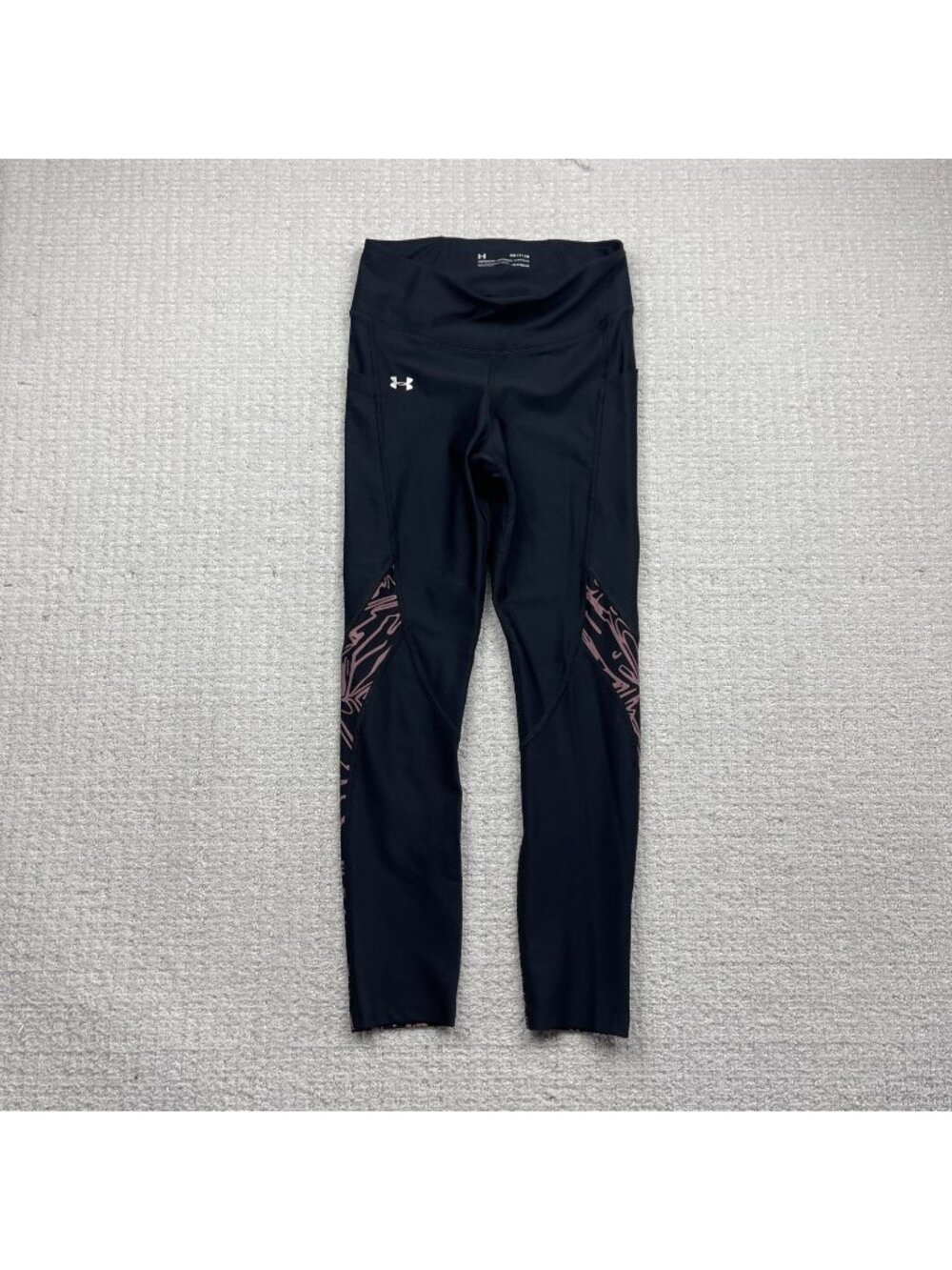 Under Armour Womens Sz S Heat Gear Compression Leggings Black W/ Cyber Design